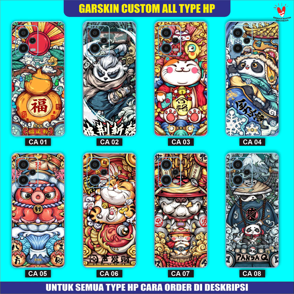 Backskin Garskin Skin定制日本中國美術熊貓全型手機貼紙抗真菌所有類型手機