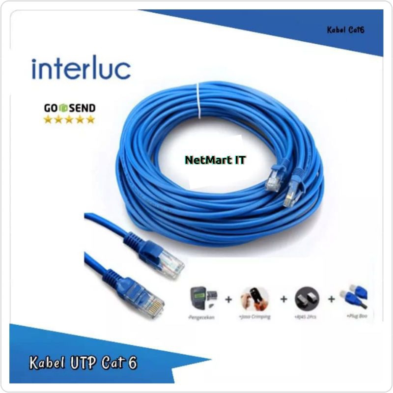Indor UTP Cat6 接口 Lan 電纜 20 米長即用型