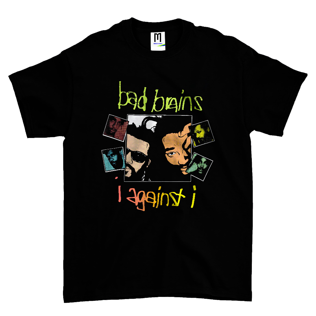 Hitam Kaos BAND BAD BRAINS I AGAINST I 復古 T 恤樂隊壞腦筋黑色