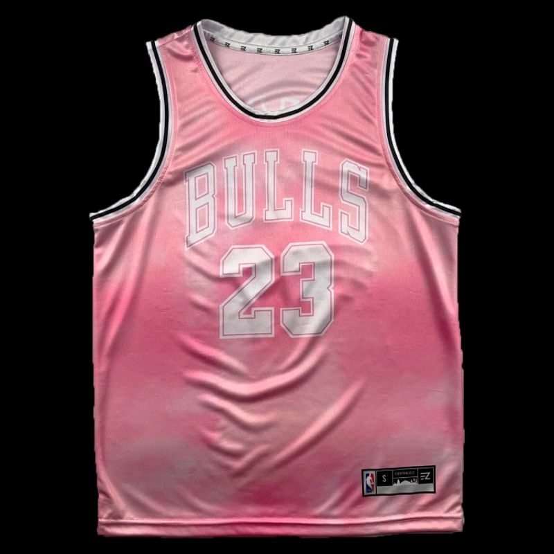 Michael Jordan Chicago Bulls 23 籃球球衣粉色白色 NBA Kaos T 恤