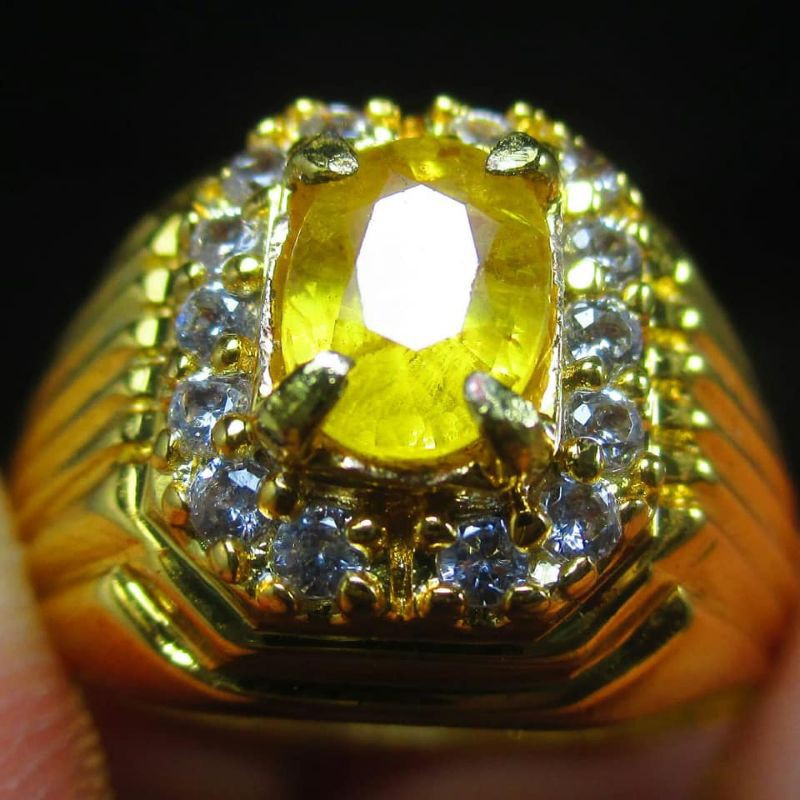 寶石戒指天然黃色藍寶石斯里蘭卡水晶高品質