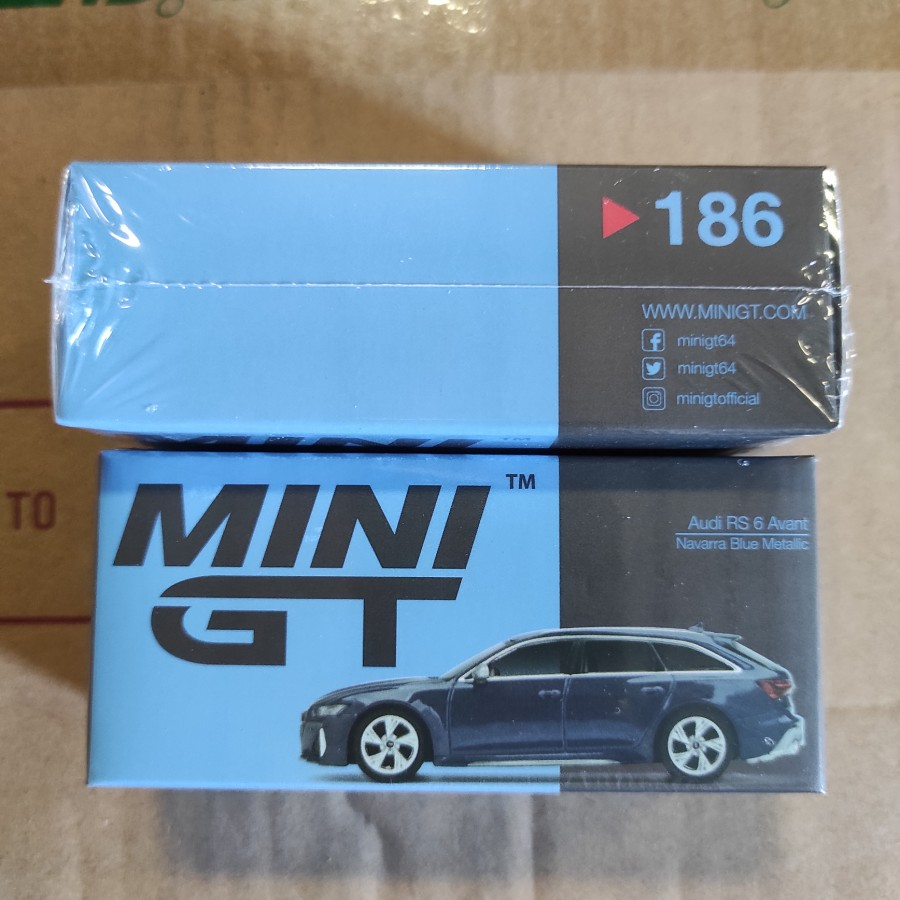 MINI GT 186 奧迪 RS6 AVANT NAVARRA 藍色金屬色