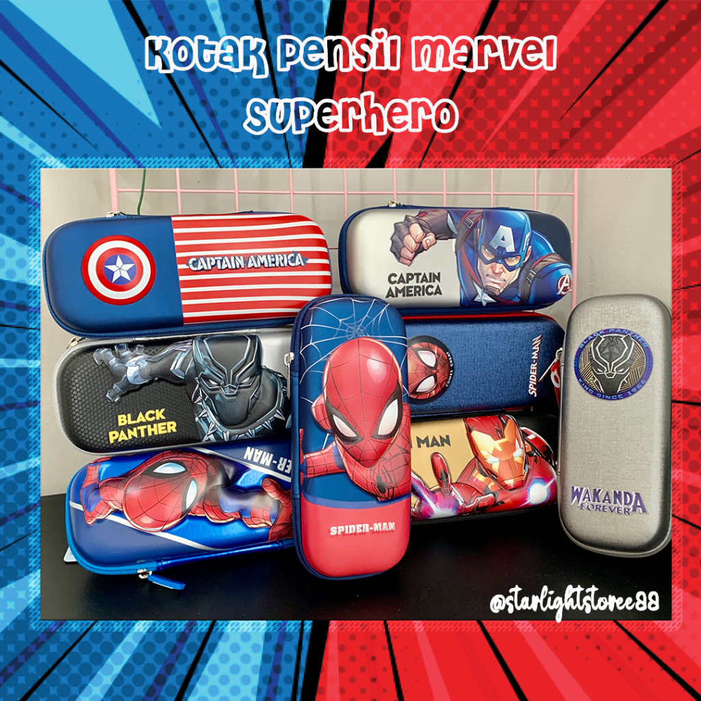 MARVEL 漫威超級英雄蜘蛛俠鋼鐵俠美國隊長瓦坎達兒童鉛筆盒禮物禮物
