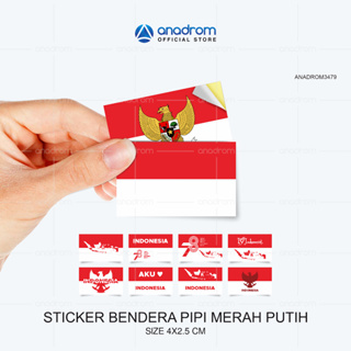 Merah PUTIH印尼國旗臉頰貼紙紅白臉頰貼紙八月旗貼紙Anadrom 3479