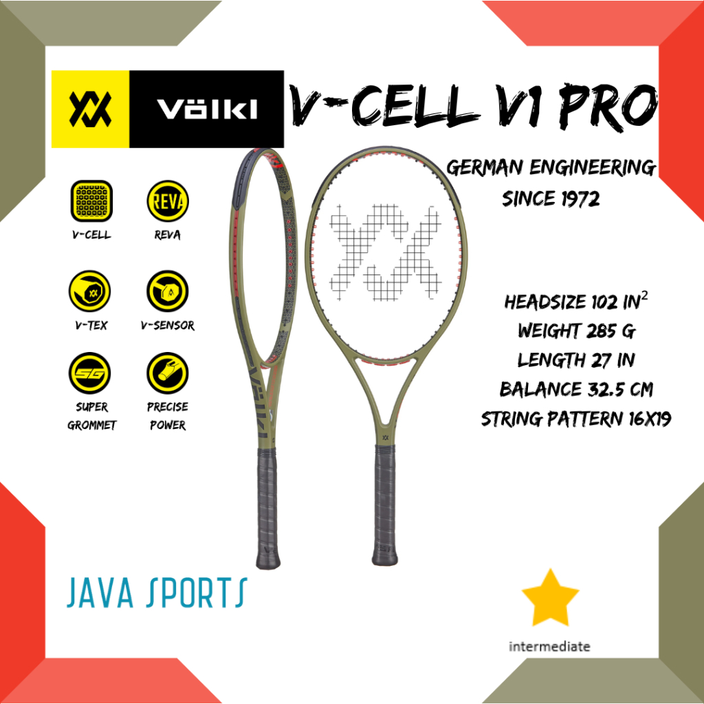 Volkl V-CELL V1 PRO 網球拍原裝 Advance 99.5 合 2 305g