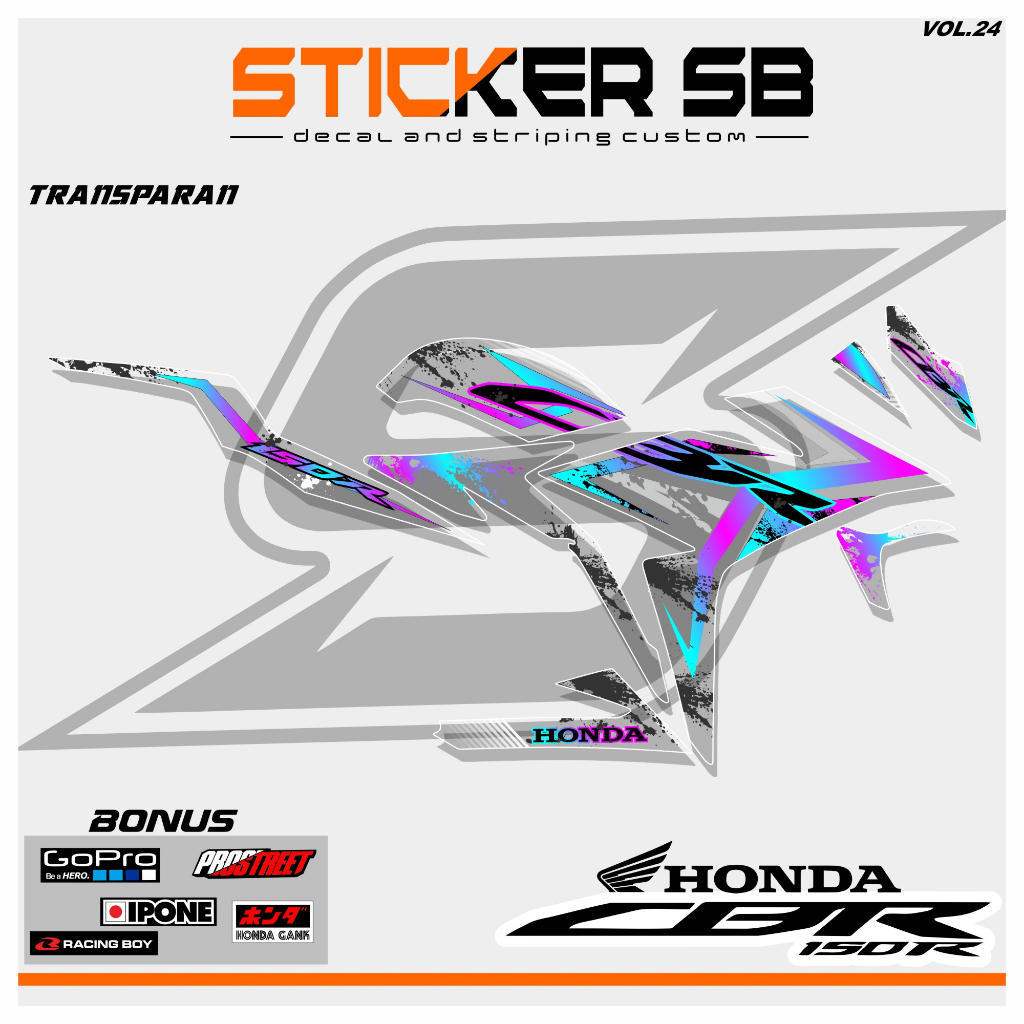 貼紙條紋 CBR 150R UV 透明全息貼紙 HONDA CBR 150R RAINBOW 最新版 SB VOL 24