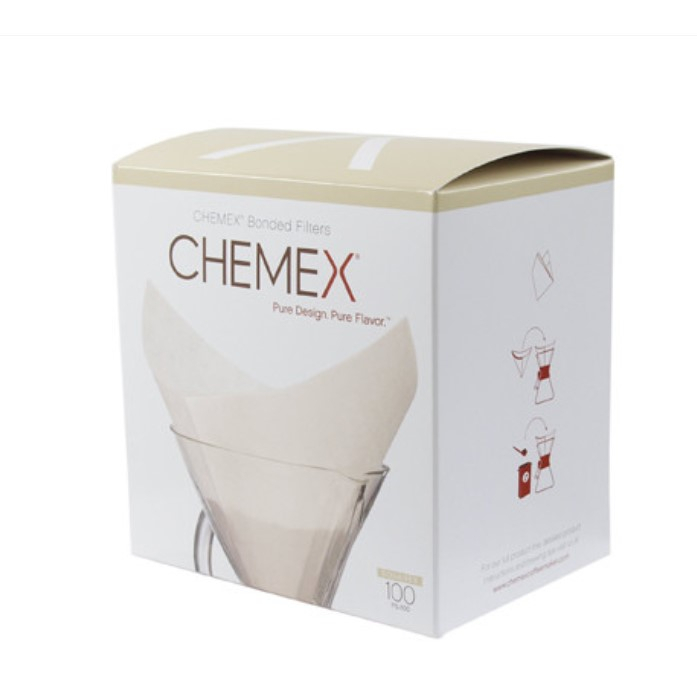 Chemex 粘合過濾器濾紙預折疊正方形天然化學濾紙