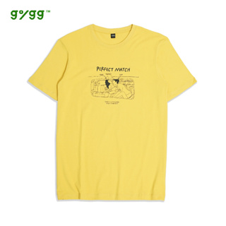 Gigg Perfect Match 黃色 T 恤棉精梳 30 年代短袖高級原創 T 恤 Kaos 短袖上衣女式男式 K