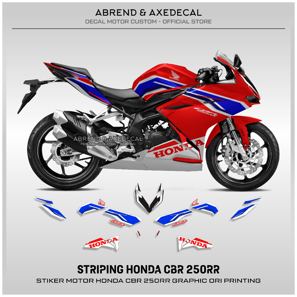 HONDA 條紋 CBR 250RR 三色圖形 Ori 印刷 HRC 摩托車貼紙本田 CBR 250 RR 定制設計變化