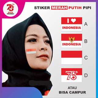 Merah PUTIH 印尼週年紀念紅白臉頰貼紙含有 100 片印尼國旗臉頰貼片