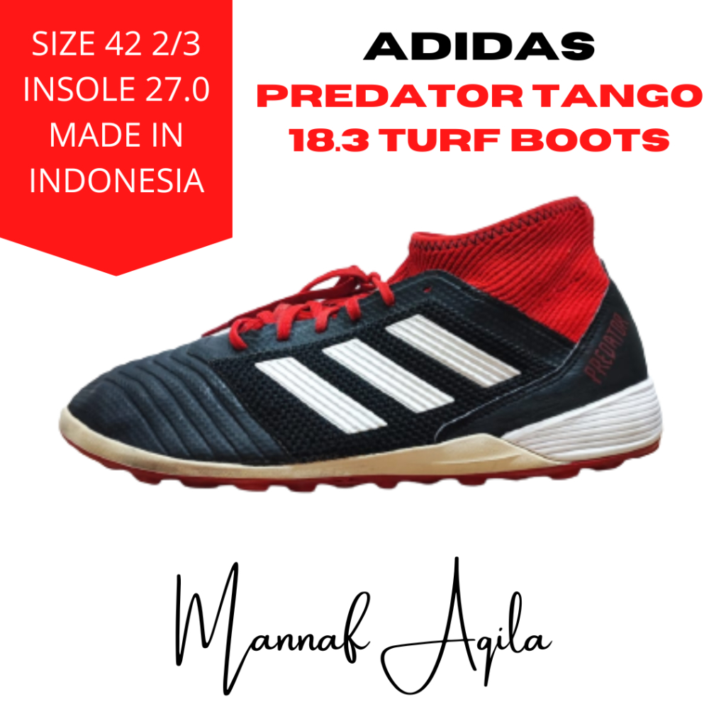 愛迪達 Adidas PREDATOR TANGO 18.3 TF 五人制足球鞋原裝 DB2135 黑色/紅色