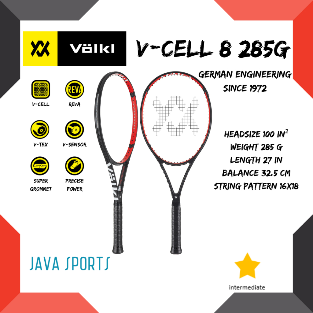 Volkl V-CELL 8 285g 網球拍原裝中號 100 in2 285g