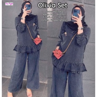 Olivia SET CEL ORI BY ANA HIJAB 西裝襯衫材質牛仔褲進口