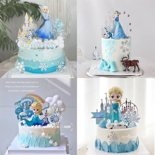 冷凍蛋糕人偶生日蛋糕裝飾公主蛋糕裝飾 Elsa Anna Olaf 娃娃