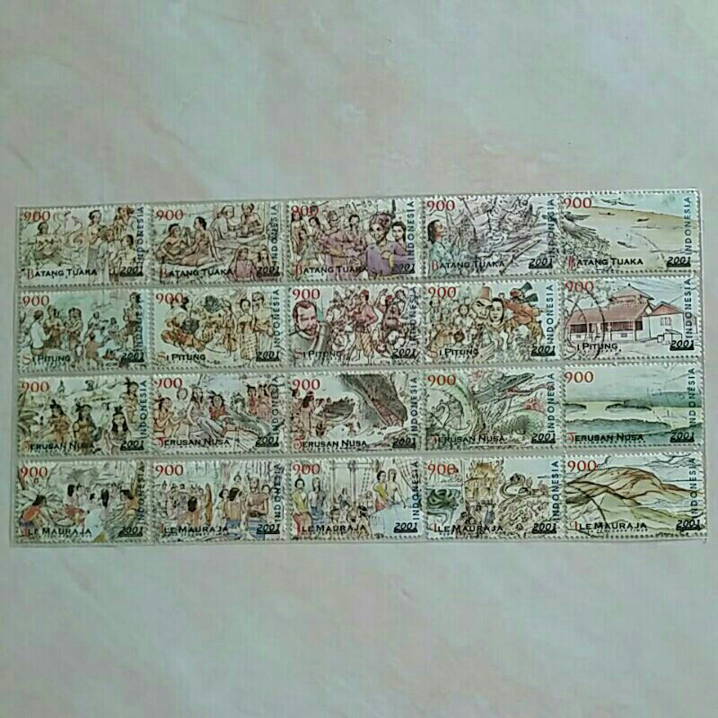 印度尼西亞郵票 2001 年民間故事系列 4 全套 20 件二手