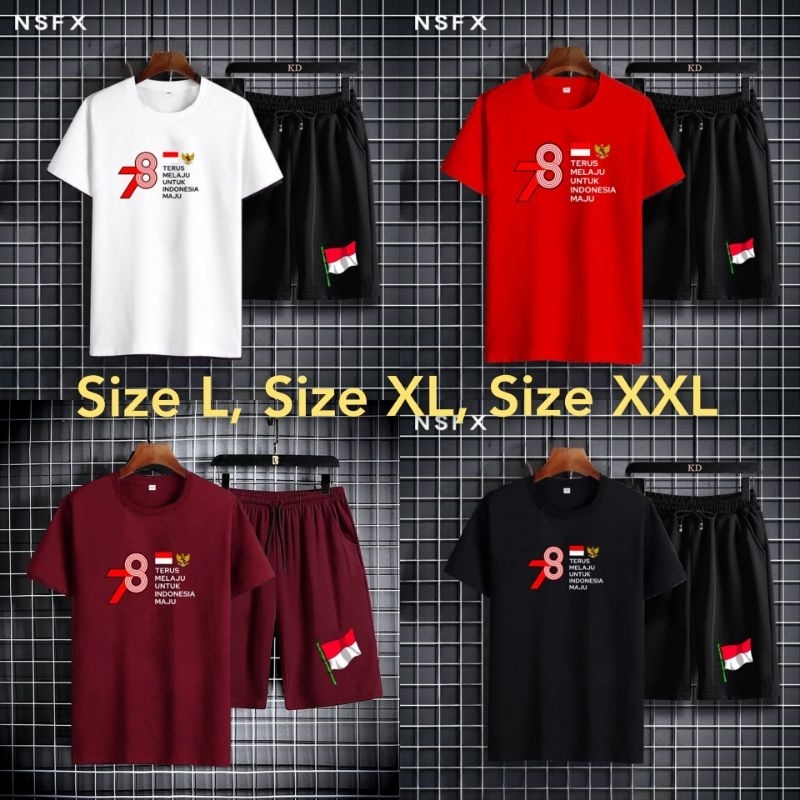 印尼oblong SET前短套裝印尼生日T恤INA CM制服八月17號印尼隊T恤