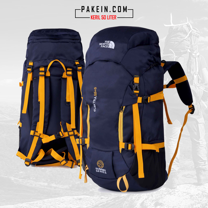 Pakein 50L 登山包背包徒步旅行露營旅行 50L 海軍黃色