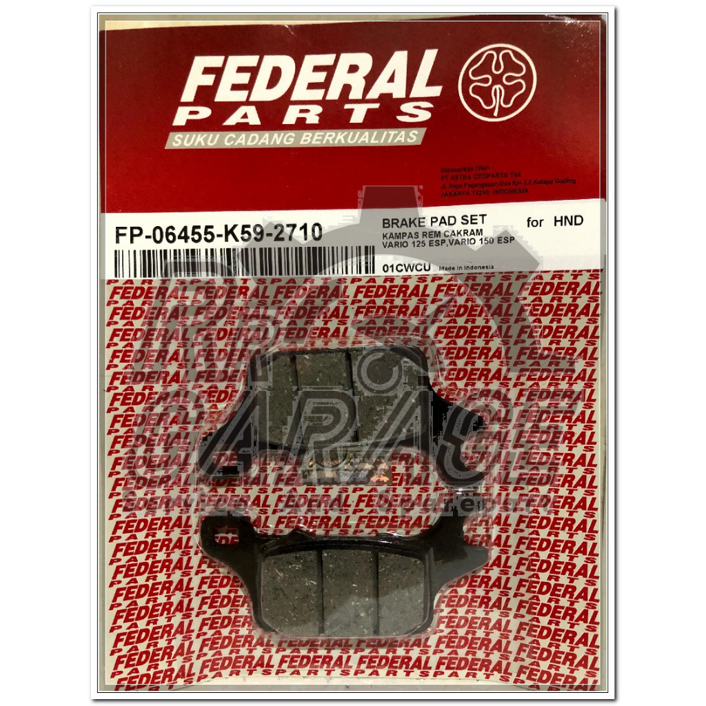 前盤式剎車片 K59 Federal Parts HONDA VARIO 125 ESP NEW/HONDA VARIO