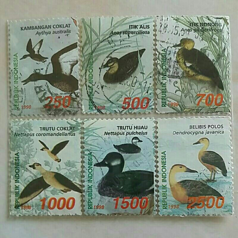 印度尼西亞郵票 1998 年鴨系列 2 套 6 件二手