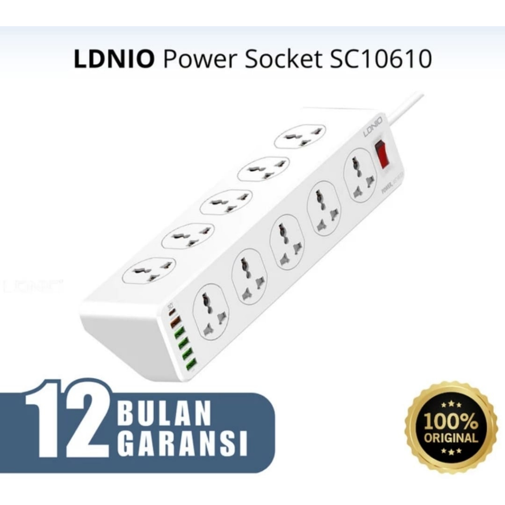 Ldnio SC10610 插座 10 孔 4 USB AUTO ID 1 QC3.0 1type C PD 18wat