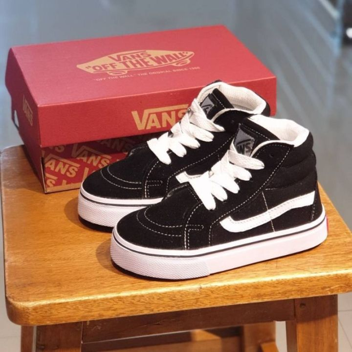 范斯 Vans SK8 Hi Black White 男孩女孩運動鞋鞋高級兒童運動鞋