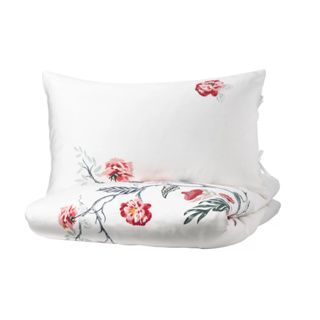 Putih Jattelilja 羽絨被套 150x200 厘米和枕套 50x80 厘米白色花卉圖案