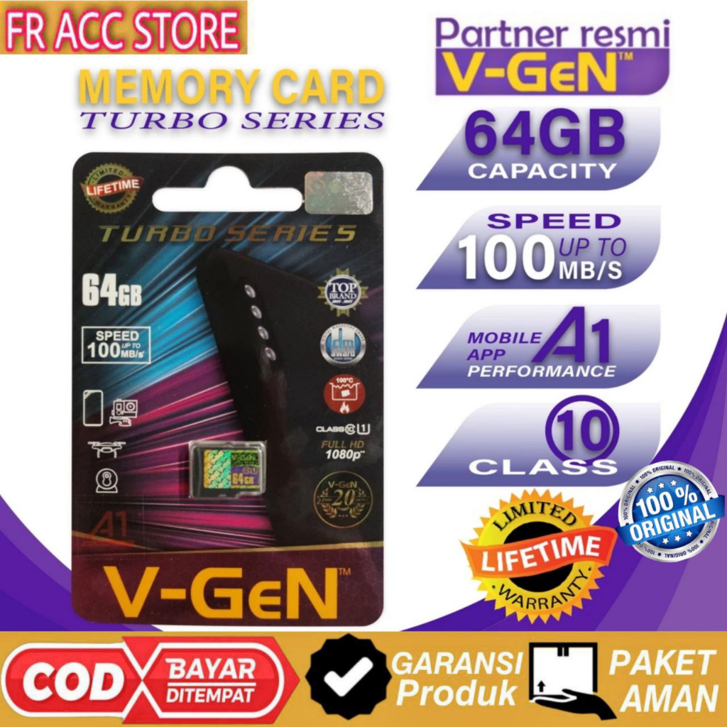 存儲卡 64GB V-GeN Turbo 系列 MMC Vgen 64GB Micro SD Vgen 原裝