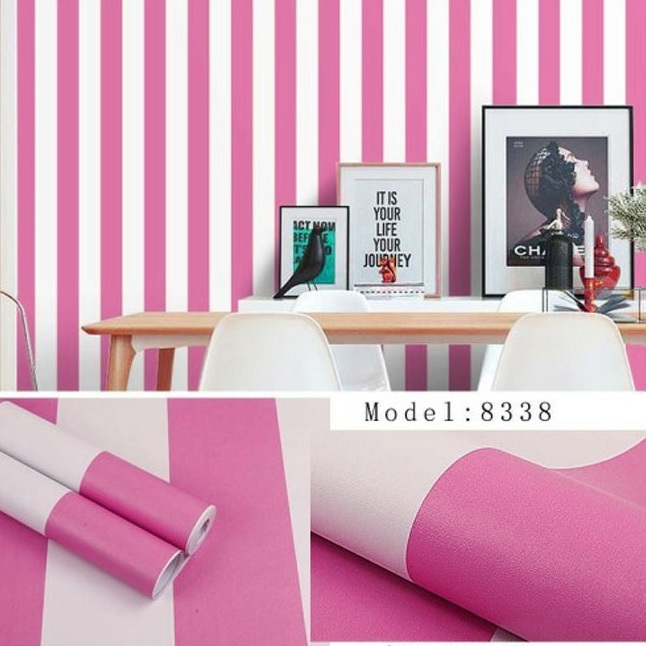 壁紙牆貼臥室牆貼客廳最佳產品粉色條紋圖案