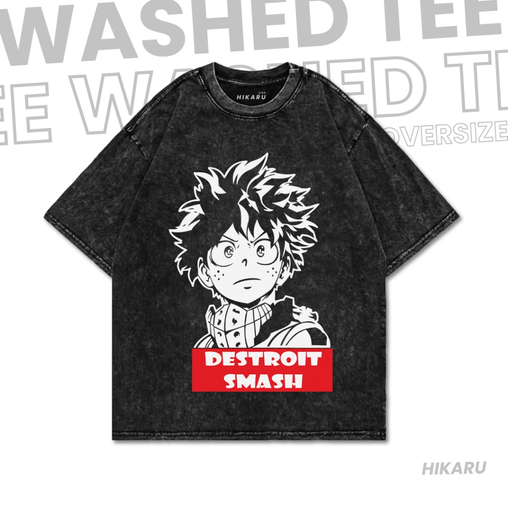 Hikaru Kaos MY HERO ACADEMIA MIDORIYA Destroit Smash 超大號水洗 T