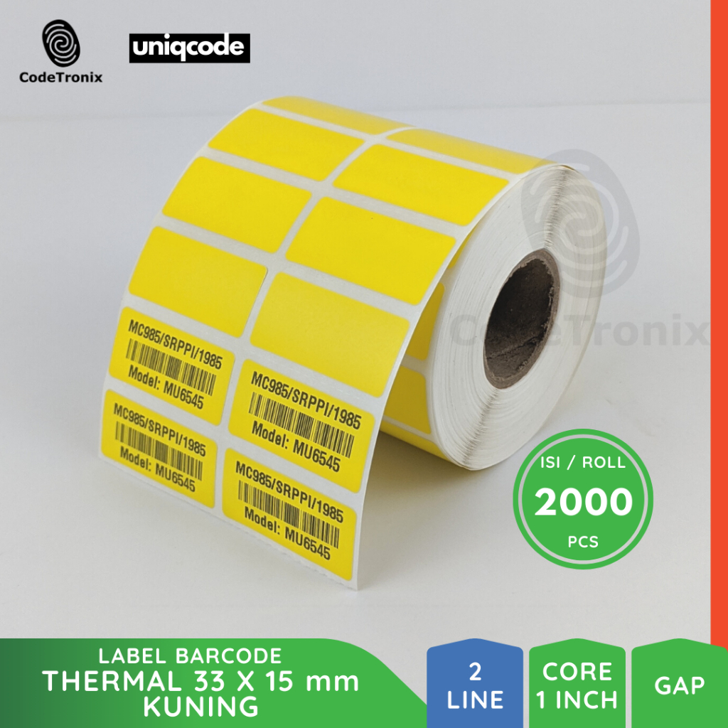 Uniqcode 標籤貼紙熱敏 33x15mm 2Line 2000pcs 彩色