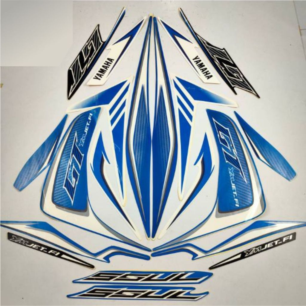 山葉 Putih Yamaha Soul GT 2013 標準條紋貼紙白色藍色標準條紋和