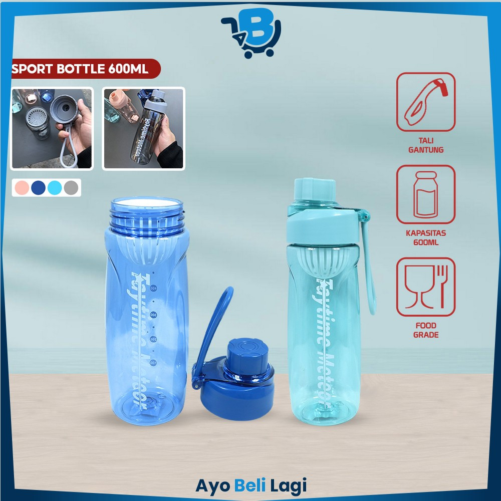 Gantungan 運動水壺 600ML 透明塑料翻蓋飲水瓶帶不倒翁掛架 BPA FREE 飲水瓶運動水壺便攜進口 AB
