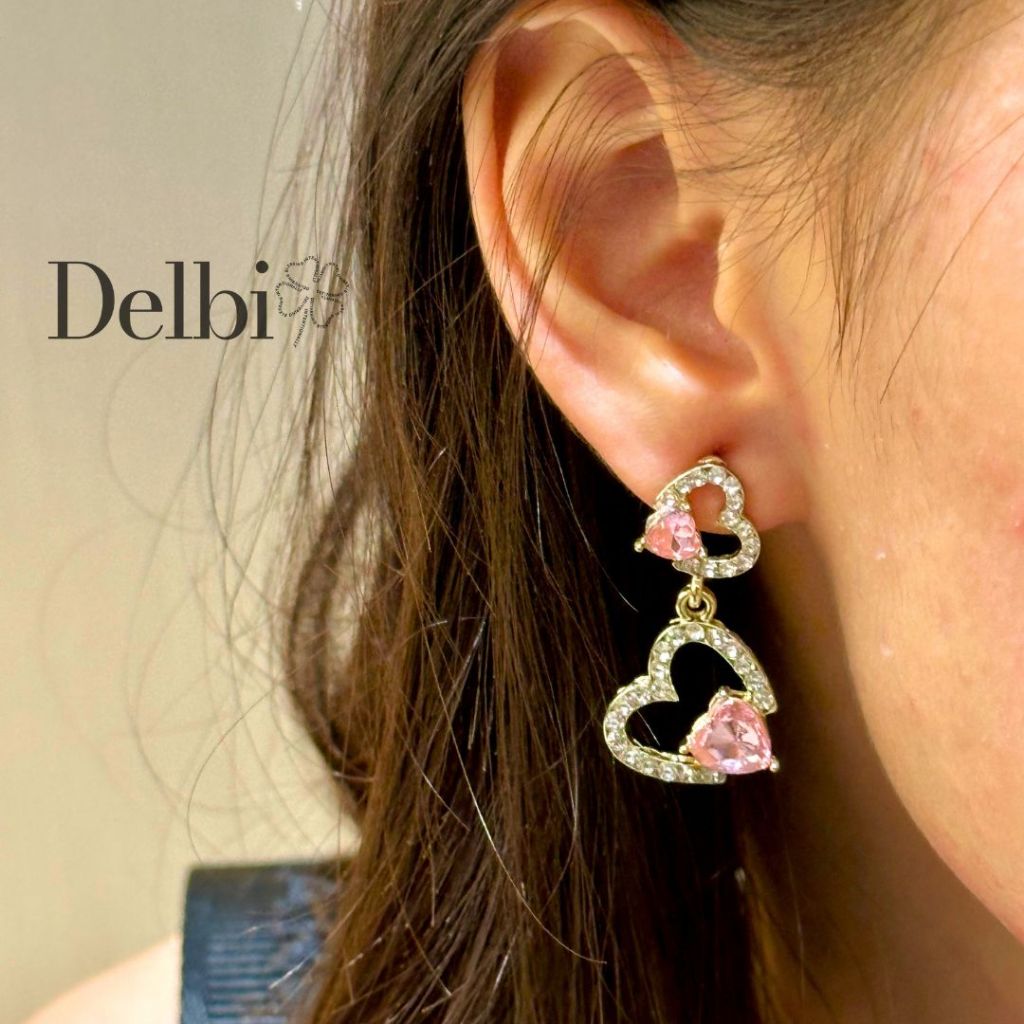 Delbi AeRin 耳環 SILVER 925 耳環 S95 防水韓式韓式 Y2K 心形金心不褪色不銹鋼變化女孩禮物
