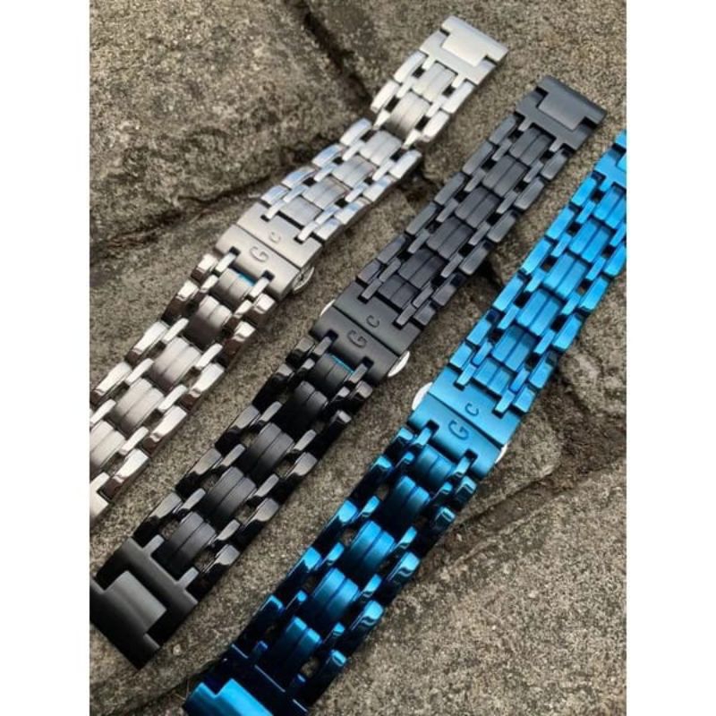 Hitam Guess series Gc Stell 22Mm 黑色和藍色鏈條錶帶