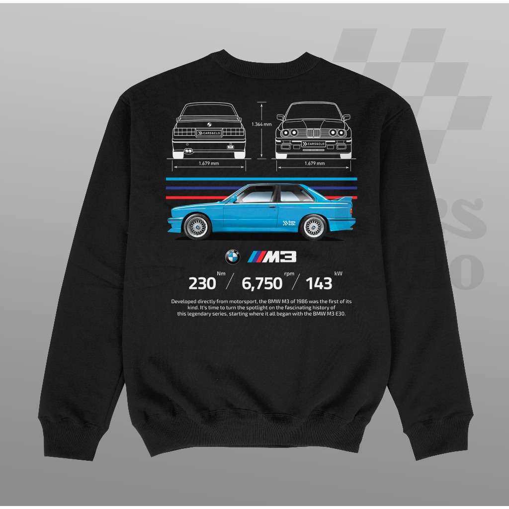 Cars and Clo BMW E30 M3 藍色印花毛衣黑色