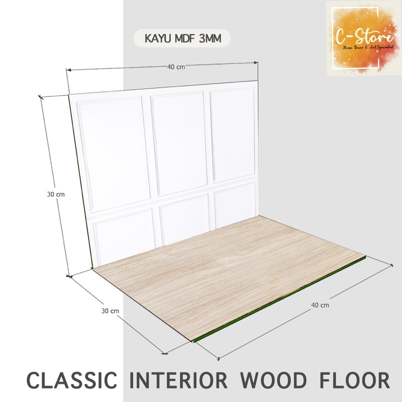 Kayu 產品照片底座折疊內容背景牆經典室內木地板硬板 30cm x 40cm