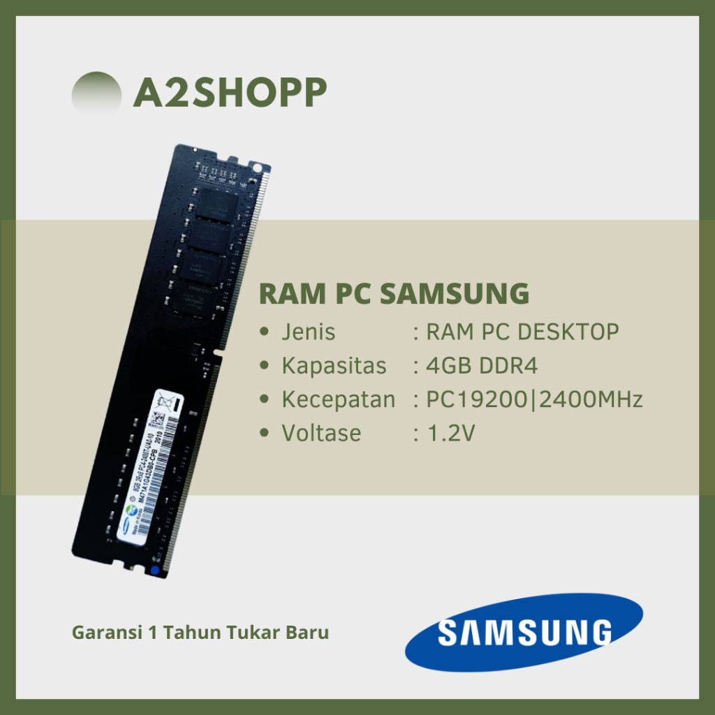 SAMSUNG Longdimm RAM 三星 4GB DDR4 PC19200 2400Mhz 1 年保修