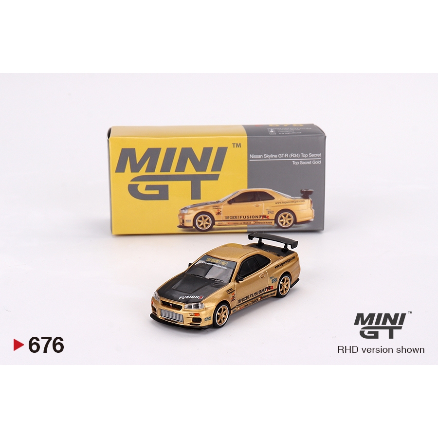 Mini GT Nissan Skyline GTR R34 頂級秘密黃金日本獨家 676