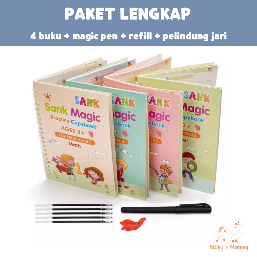 1 套 4 套 SANK MAGIC BOOK 學習寫數字字母繪圖書適用於幼兒園學齡前兒童