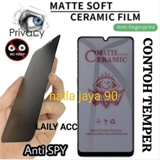 LAYAR HP TG TPU Realme C55 鋼化玻璃陶瓷磨砂間諜手機螢幕保護膜防間諜黑色