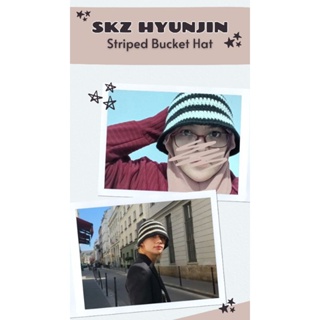 Stray Kids Hyunjin 條紋漁夫帽條紋針織帽