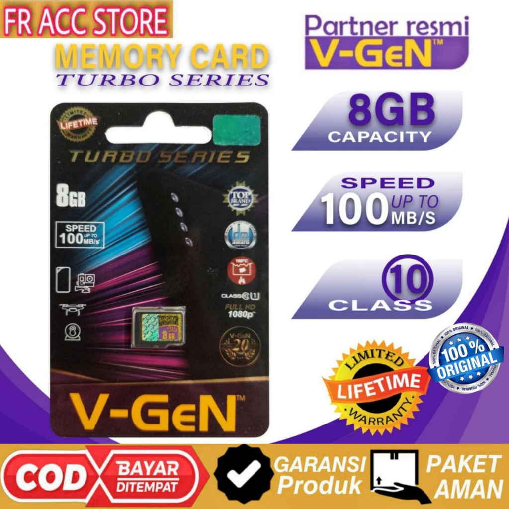 存儲卡 8GB V-GeN Turbo 系列 MMC Vgen 8GB Micro SD Vgen 原裝