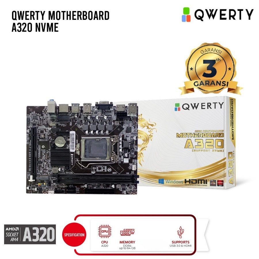 主板 QWERTY A320 AMD AM4 DDR4 NVME