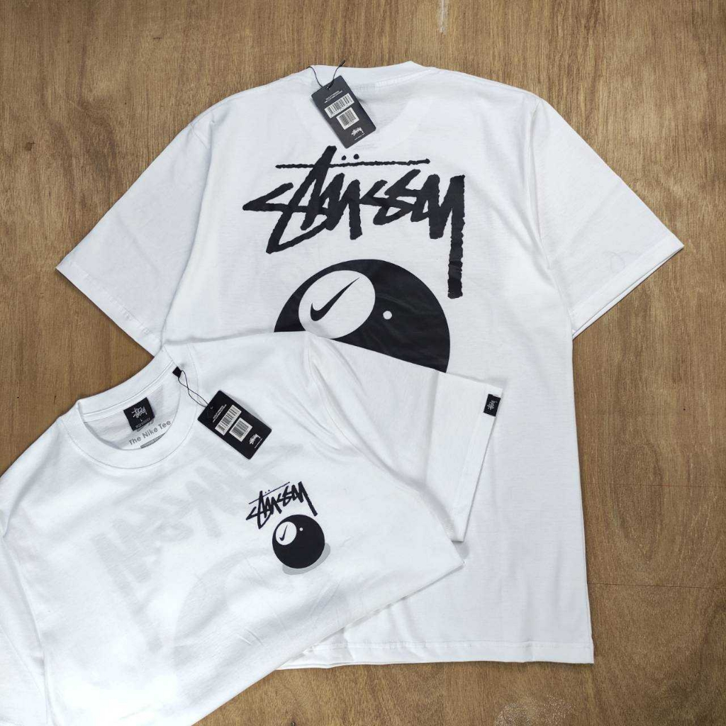 耐吉 Stussy x Nike 8 Ball 白色大廓形 T 恤 Kaos