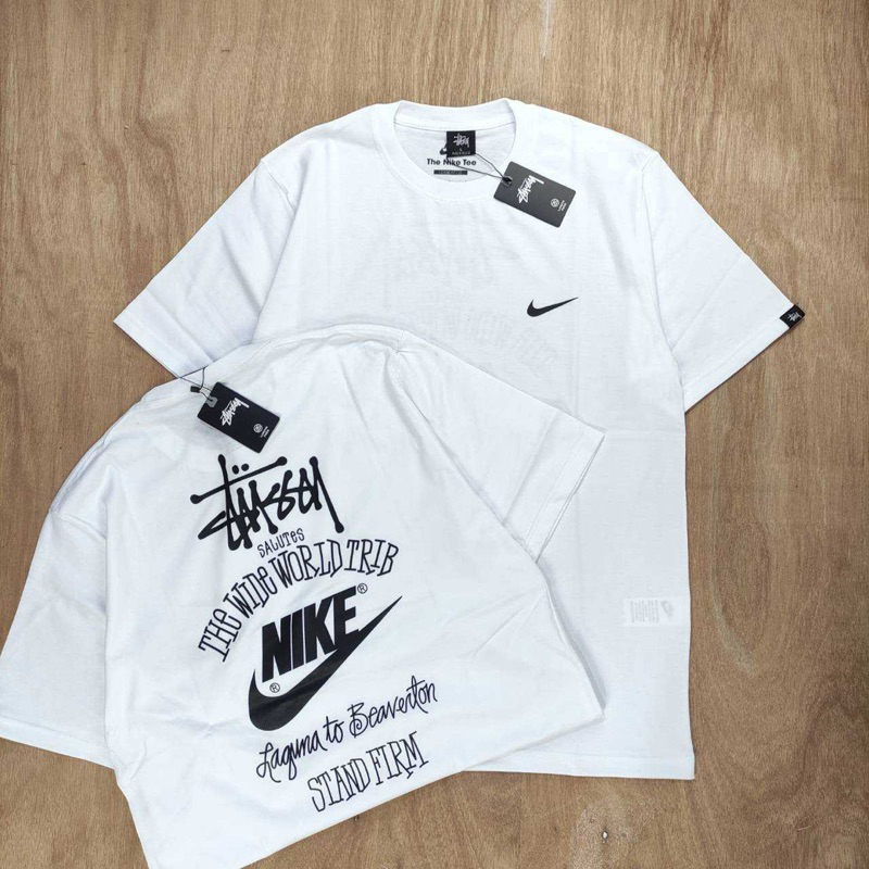 耐吉 Stussy x Nike The Wide World Trib 白色大廓形 T 恤 Kaos