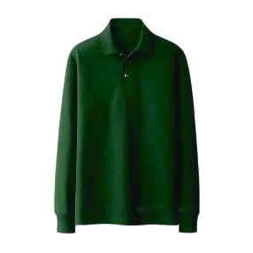 HIJAU 純色長袖 POLO 領襯衫長袖制服襯衫全尺寸富士綠