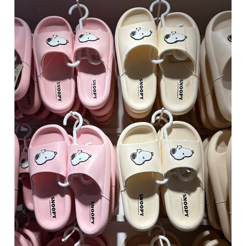 Miniso X SNOOPY SLIPPERS 涼鞋女式拖鞋粉色白色米色女式拖鞋