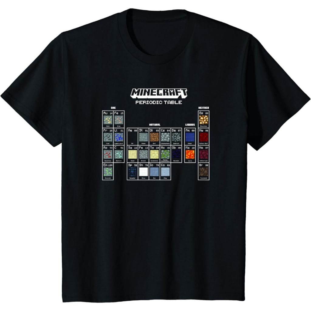 Minecraft 元素週期表積木 T 恤兒童高級發行