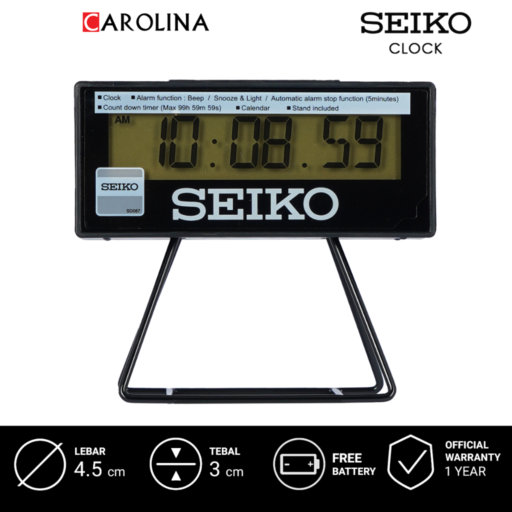 鬧鐘 QHL092K SEIKO QHL092K 數字鬧鐘黑色錶殼 LCD 錶盤運動計時器台鐘限量版