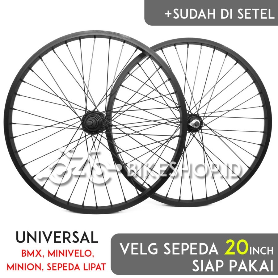 Hitam 20 英寸輪組輪輞黑色合金自行車可製作 bmx 迷你和折疊自行車高品質全新